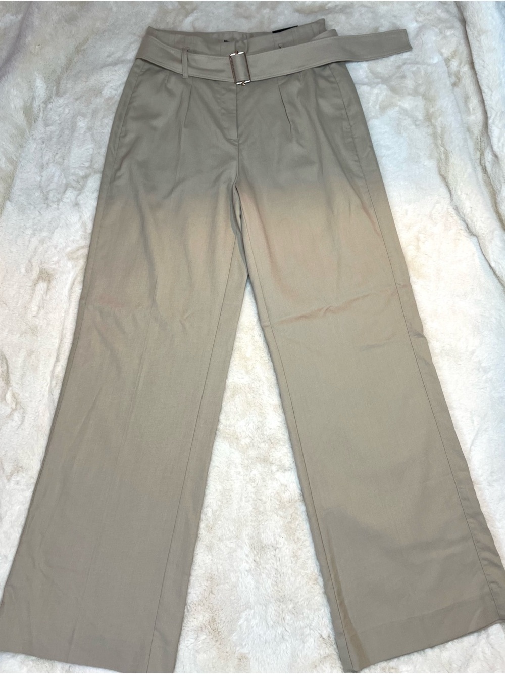 White House Black Market NWT Belted High Rise Wide Leg Trousers Tan